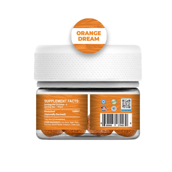 Pure Muscimol Gummies 50mg Total - Orange Dream Ingredients