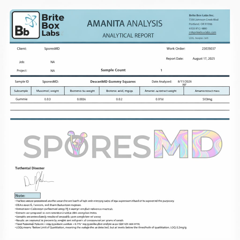 SporesMD Amanita Gummies Lab report