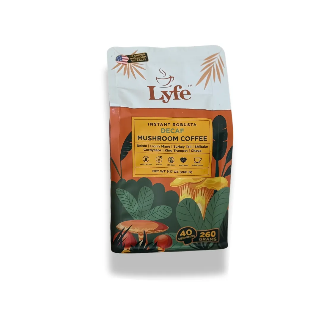 Lyfe Brew Instant Arabica Mushroom Coffee - Type: Caffeine Free - Decaf