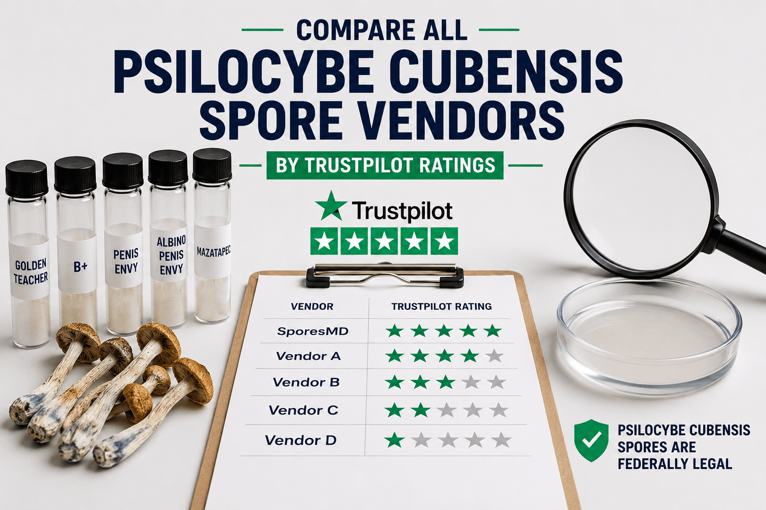 “Who’s the Best Psilocybe Cubensis Spore Vendor? A Trustpilot Comparison”